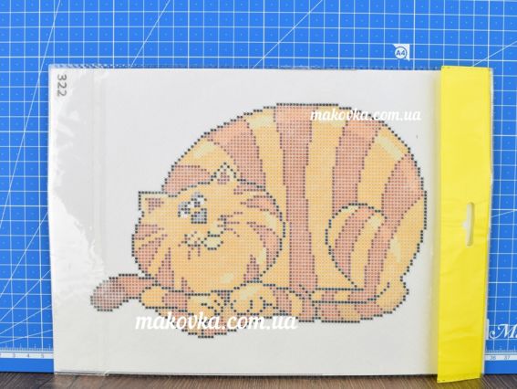 К-322 Смугастий кіт 20х30 см, водорастворимый пришивной Флизелин с рисунком Confetti 