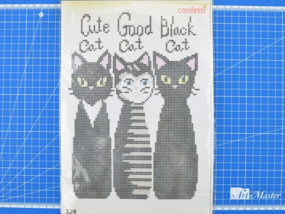 Флизелин водорастворимый с рисунком К-324 Троица котов, 20х30 см, Confetti