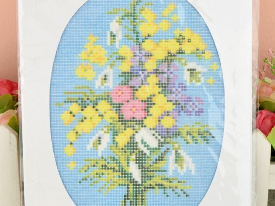 Открытка с канвой для вышивания Весенний букет (Букет Мимозы) Т-07 Чаривныця Открытка с канвой для вышивания Весенний букет (Букет Мимозы) Т-07 Чаривныця