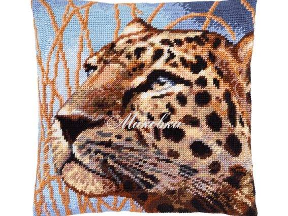 Подушка полу-крестиком Леопард, V-161, ТМ Чаривныця, набор для вышивания