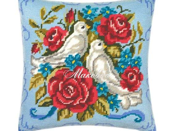 Подушка напів-хрестиком Голуби, V-17, ТМ Чарівниця Подушка напів-хрестиком Голуби, V-17, ТМ Чарівниця