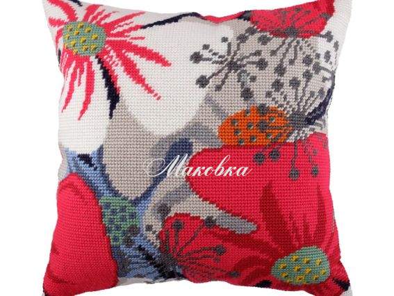 Подушка напів-хрестиком Квітковий настрій, V-171, ТМ Чарівниця Подушка напів-хрестиком Квітковий настрій, V-171, ТМ Чарівниця