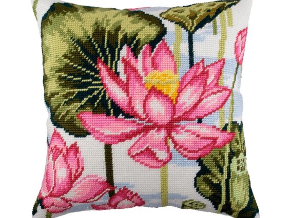 Подушка напів-хрестиком Лотос, V-172, ТМ Чарівниця, набір для вишивання Подушка напів-хрестиком Лотос, V-172, ТМ Чарівниця, набір для вишивання