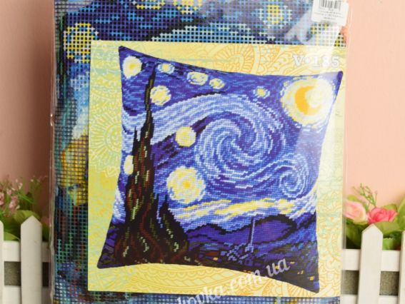 Набор для вышивания подушки полу-крестиком V-185 Звёздная ночь, Чарівниця 