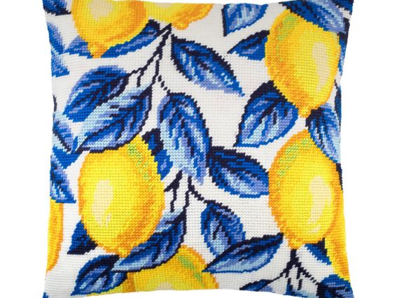 Подушка напівхрестиком V-193 Лимони Чарівниця, набір для вишивання Подушка напівхрестиком V-193 Лимони Чарівниця, набір для вишивання