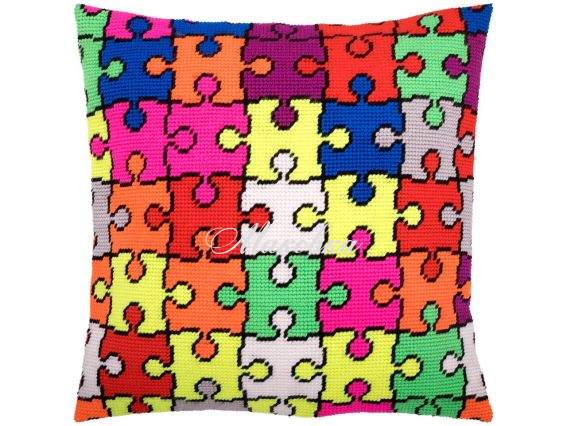 Подушка полу-крестиком V-217 Мозаика (пазлы), Чаривныця, набор для вышивания