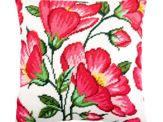 Подушка напівхрестиком V-221 Мальви, Чарівниця, набір для вишивання