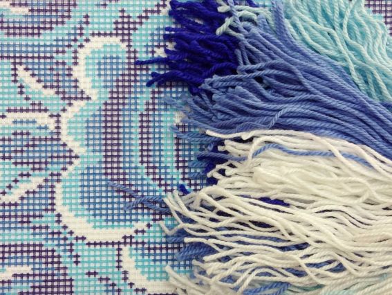 Набор для вышивания подушки полу-крестиком V-224 Гжель, Чарівниця 