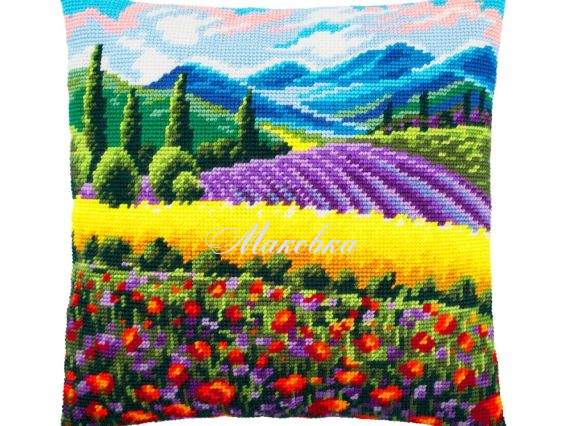 Подушка напів-хрестиком V-251 Прованс, Чарівниця, набір для вишивання Подушка напів-хрестиком V-251 Прованс, Чарівниця, набір для вишивання