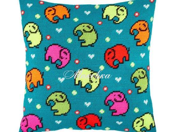 Подушка полу-крестиком V-256 Слоны, Чарівниця, набор для вышивания