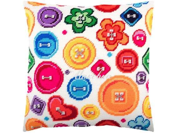 Подушка напівхрестиком V-259 Ґудзики Чарівниця Подушка напівхрестиком V-259 Ґудзики Чарівниця