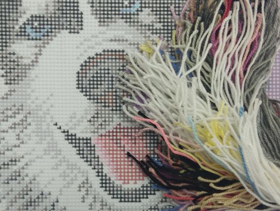 Набір для вишивання Подушка напівхрестиком 40х40см V-267 Хаскі Чарівниця