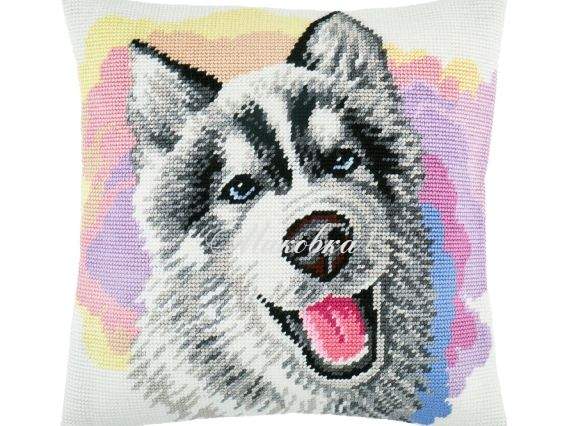 Подушка напів-хрестиком V-267 Хаски, Чарівниця, набір для вишивання Подушка напів-хрестиком V-267 Хаски, Чарівниця, набір для вишивання