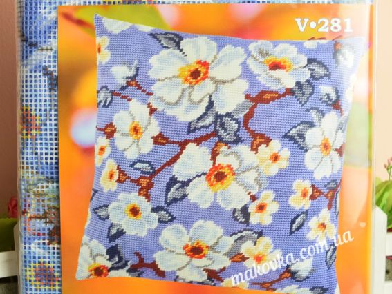 Набір для вишивання Подушка напівхрестиком 40х40см V-281 Яблуневий цвіт , Чарівниця