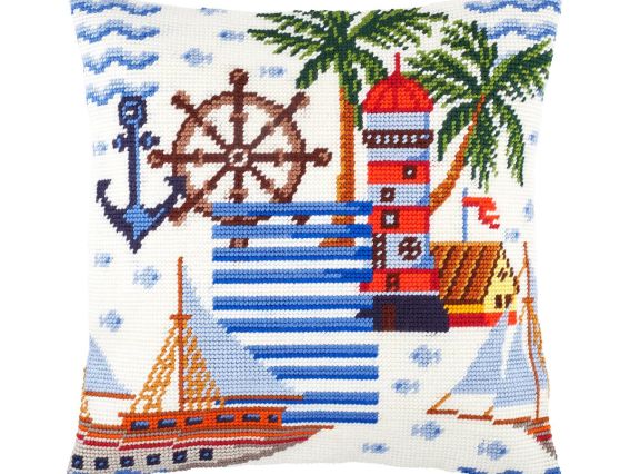 Подушка полу-крестиком V-282 Морские воспоминания, Чарівниця, набор для вышивания