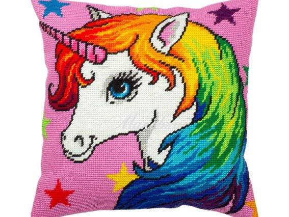 Подушка полу-крестиком V-301 Единорог, Чарівниця, набор для вышивания