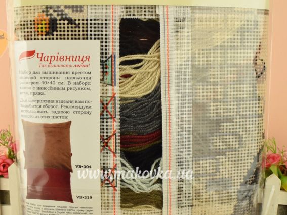 Набір для вишивання Подушка напів-хрестиком 40х40см V-304 Мотоцикл Чарівниця