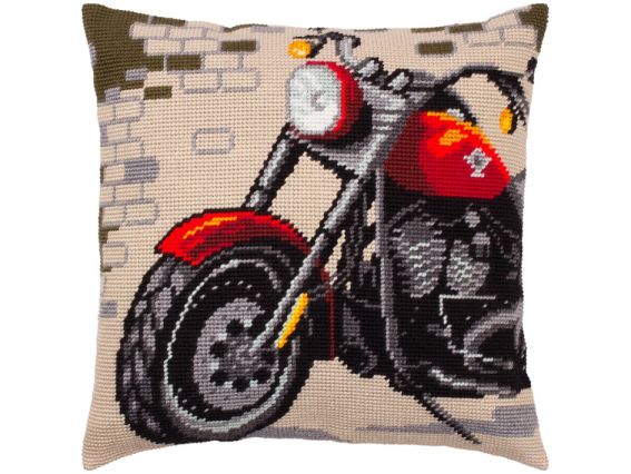 Подушка напівхрестиком  V-304 Мотоцикл, Чарівниця Подушка напівхрестиком  V-304 Мотоцикл, Чарівниця