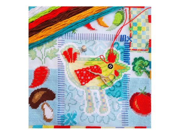 Сільский шарм Курочка V-519, ТМ Чарівниця Набір для вишивання декоративної подушки напівхрестом 