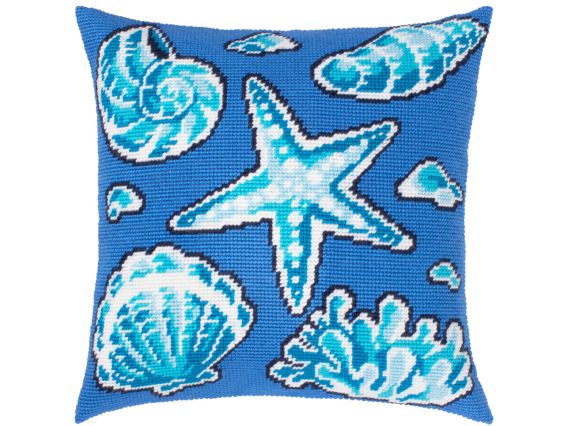 Подушка полу-крестиком Сокровища моря, V-525, ТМ Чаривныця