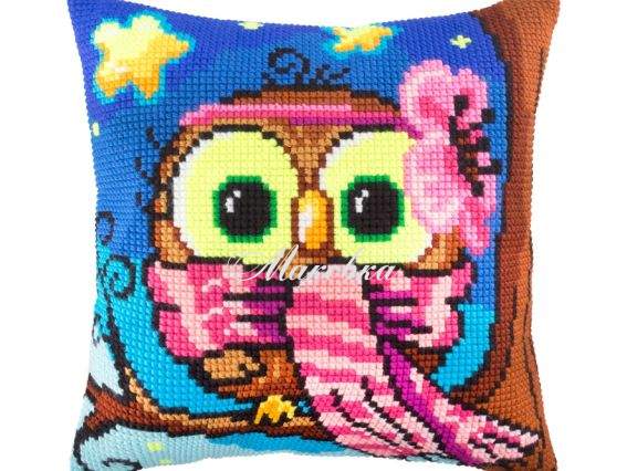 Подушка хрестиком Совеня, Z-66 Чарівниця, набір для вишивання