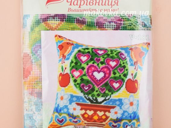 Набір для вишивання подушки напівхрестиком 40х40 см V-181 Дерево кохання - Чарівниця