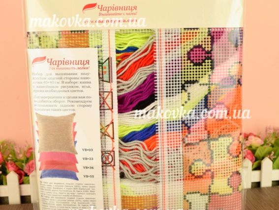 Набір для вишивання Подушка напівхрестиком V-217 Мозаїка, Чарівниця, 