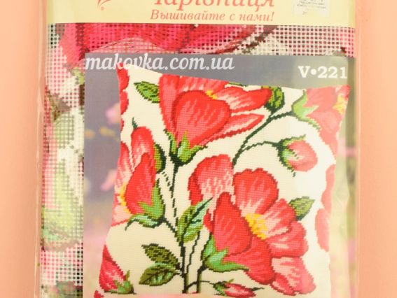 Набір для вишивання Подушка напівхрестиком V-221 Мальви, Чарівниця