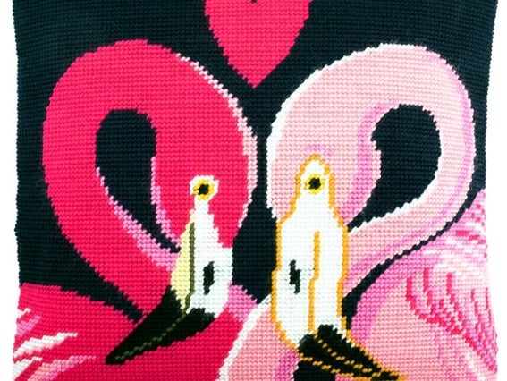Набір для вишивання Подушка напівхрестиком V-222 Два фламінго, Чарівниця
