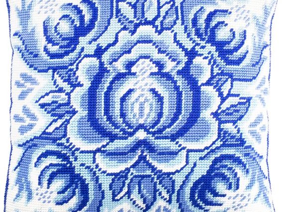 Набор для вышивания подушки полу-крестиком V-224 Гжель, Чарівниця 