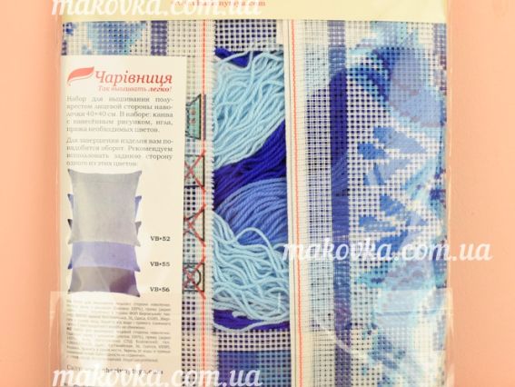 Набор для вышивания подушки полу-крестиком V-224 Гжель, Чарівниця 