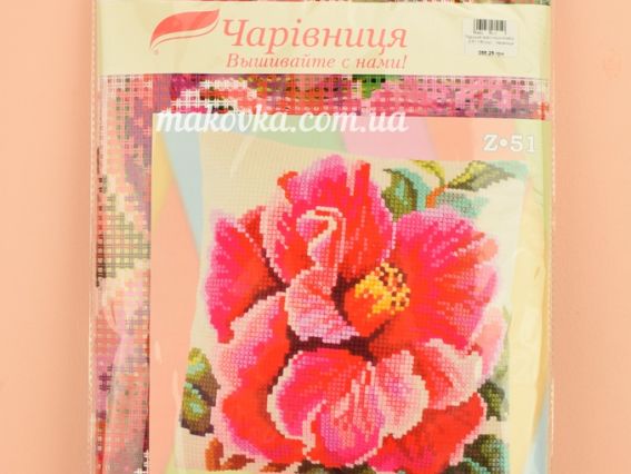 Набір для вишивання Подушка хрестиком 40х40см Z-51 Гібіскус , Чарівниця