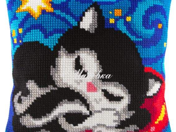 Подушка хрестиком Котячі сни, Z-04, ТМ Чарівниця