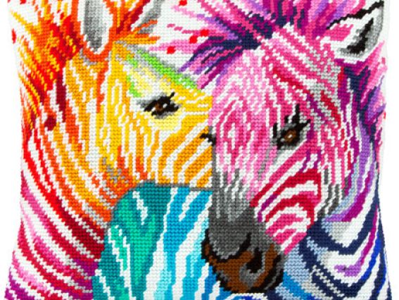 V-153 Зебри , Чаривныця, Набор для вышивания подушки полу-крестом 