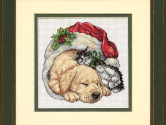 Набір для вишивання хрестом08826 Christmas Morning Pets, Домашние животные рождественским утром DIMENSIONS