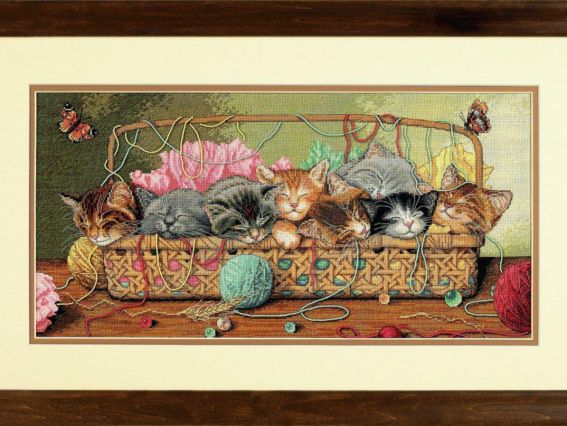 Набір для вишивання хрестиком 35184 Кошенята в кошику, Kitty LitterDIMENSIONS Леді-кішка