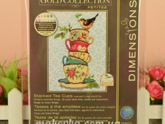 Набір для вишивання хрестом 70-65171 Піраміда чашок Stacked Tea Cups DIMENSIONS