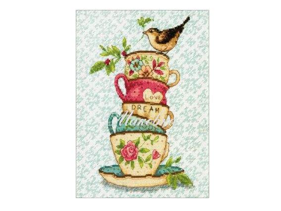 70-65171 Stacked Tea Cups Піраміда чашок DIMENSIONS вишивка нитками  70-65171 Stacked Tea Cups Піраміда чашок DIMENSIONS вишивка нитками 