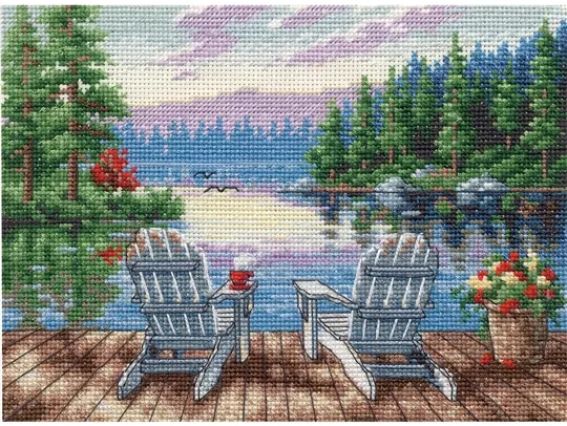 Lakeside mornind, Ранок на березі озера 70-65231 DIMENSIONS, вишивка нитками  Lakeside mornind, Ранок на березі озера 70-65231 DIMENSIONS, вишивка нитками 