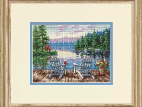 Набір для вишивання хрестиком 70-65231 Lakeside mornind Ранок на березі озера  DIMENSIONS