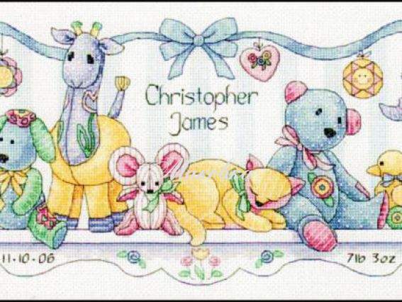 73068 Babys Friends Друзья малыша, вышивка нитками DIMENSIONS