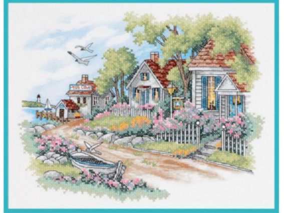 Набор для вышивания нитками 03240 Коттеджи на березі моря/ Cottages by the Sea DIMENSIONS