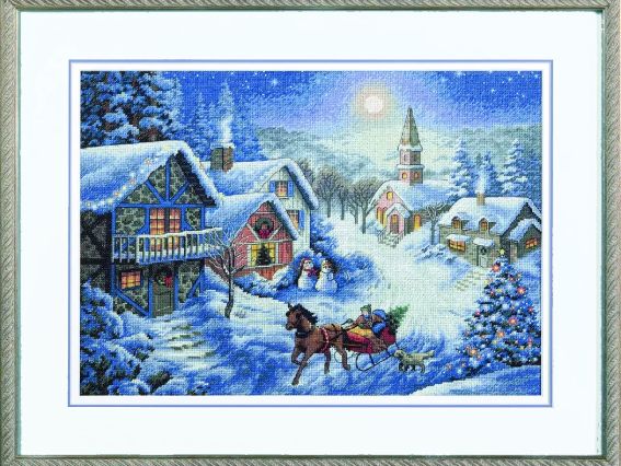 08689 Катання на санях  Sleigh Ride  , вишивка нитками DIMENSIONS 08689 Катання на санях  Sleigh Ride  , вишивка нитками DIMENSIONS