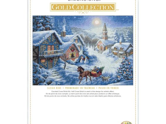 Упаковка набору Gold Collection Dimensions 08783 «Катання на санях» (Sleigh Ride) з панорамним зимовим пейзажем.