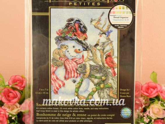 Набір для вишивання хрестиком Сніговик і олень Snowman & Reindeer DIMENSIONS 08824 