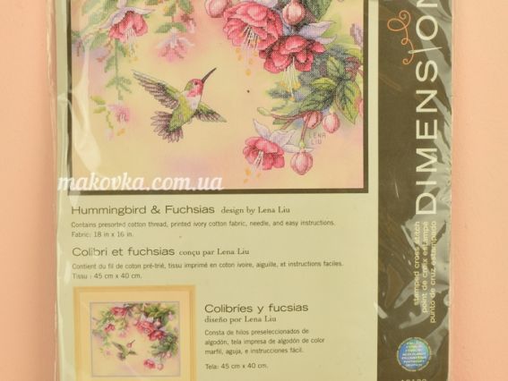 Набір для вишивання хрестиком Hummingbird & Fuchsias / Колібрі та фуксії, DIMENSIONS 13139 