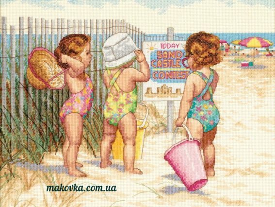 Набір для вишивання хрестиком 35216 Дівчатка на пляжі / Beach Babies DIMENSIONS