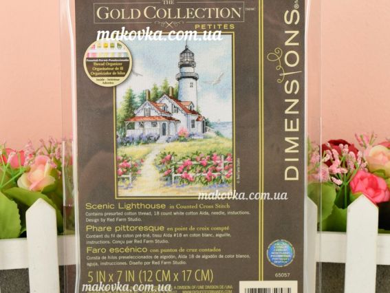 Набір для вишивання хрестиком 65057 Мальовничий маяк Scenic Lightouse DIMENSIONS
