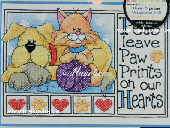 6931 Відбиток лап Paw Prints вишивка нитками DIMENSIONS