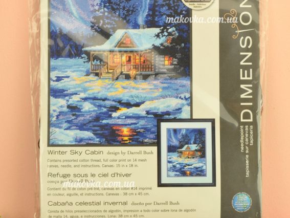 Набір для вишивання хрестиком 71-20072 Winter Sky Cabin / Зимова хатина DIMENSIONS